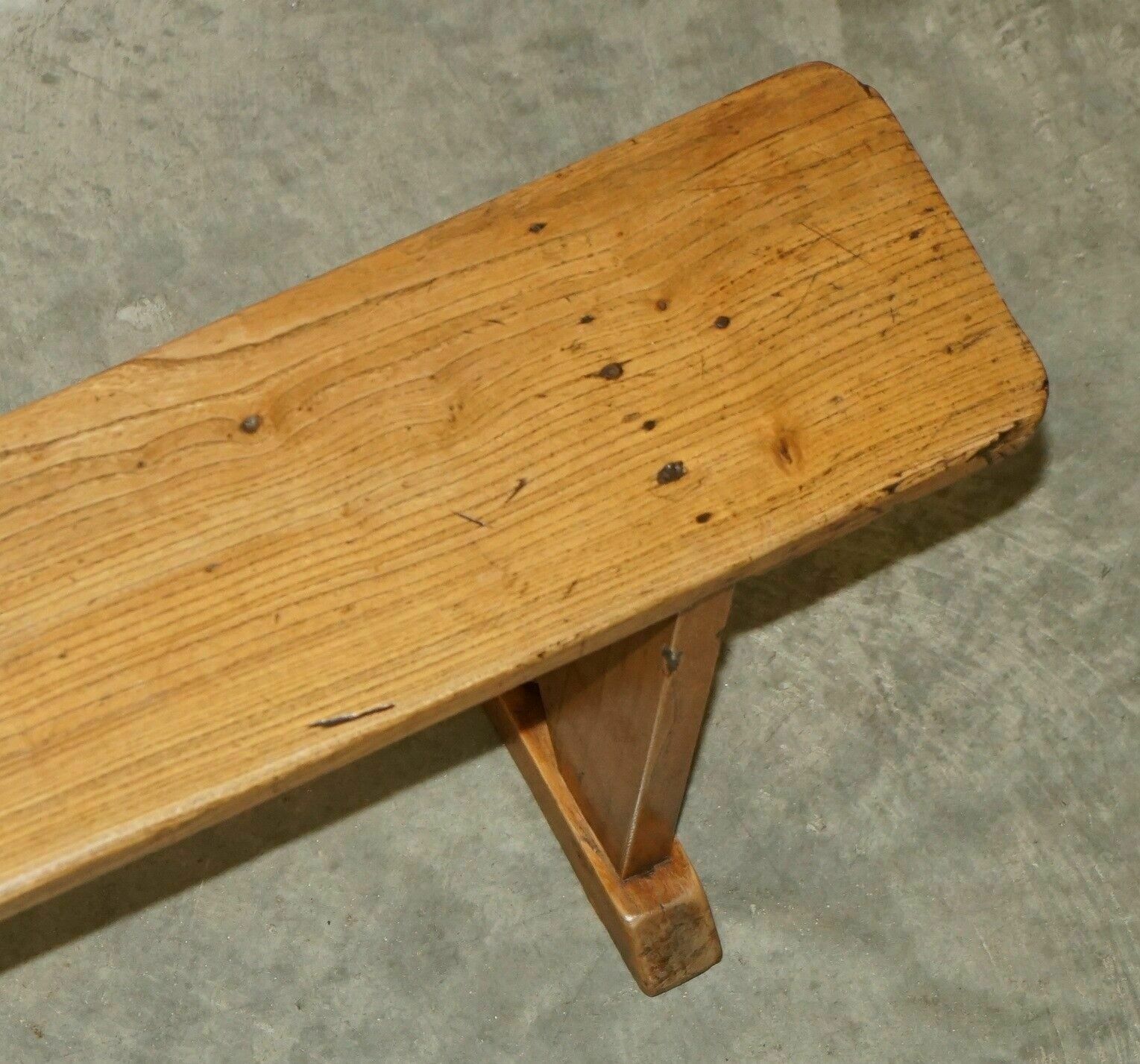 photo buy Pair Of Victorian English Oak Antique Lightly Burred Dining Table Bench Pew Seat