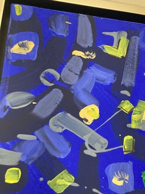 Abstract Painting On Contemporary Art Canvas With Acrylic Enamels On Silver Frame photo Art