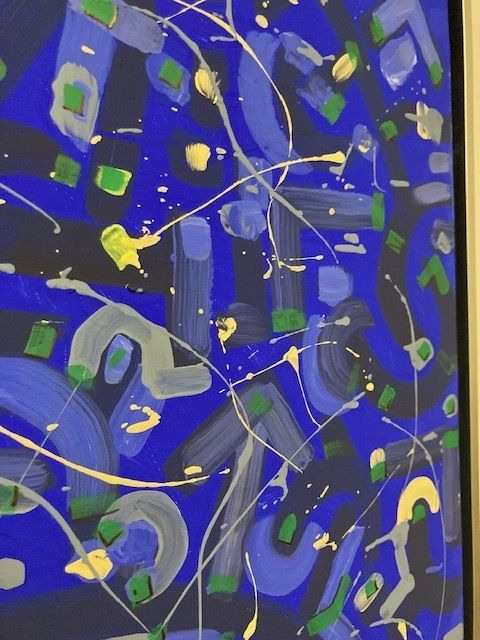 Abstract Painting On Contemporary Art Canvas With Acrylic Enamels On Silver Frame photo 722.0