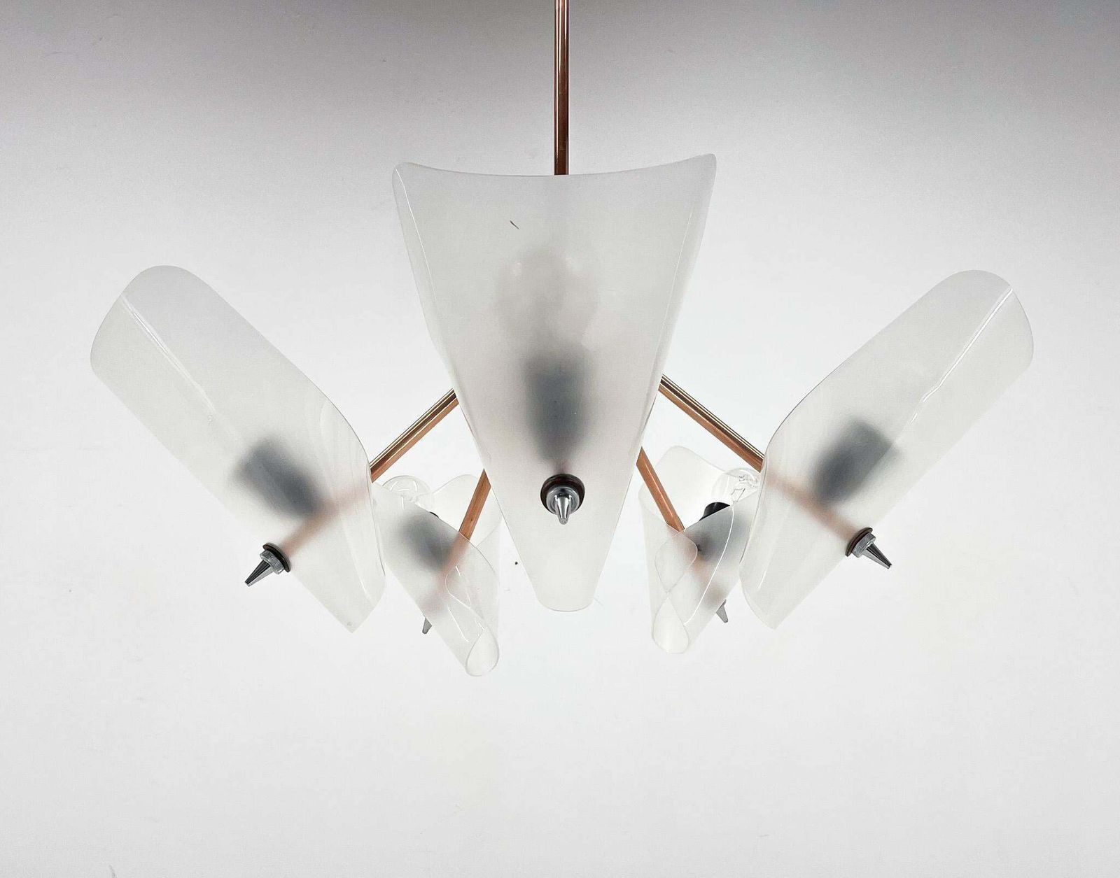 Lighting Mid Century Chrome, Copper & Plastic Chandelier By Drukov, 1970s / 2 Pieces Avl £566.92 photo