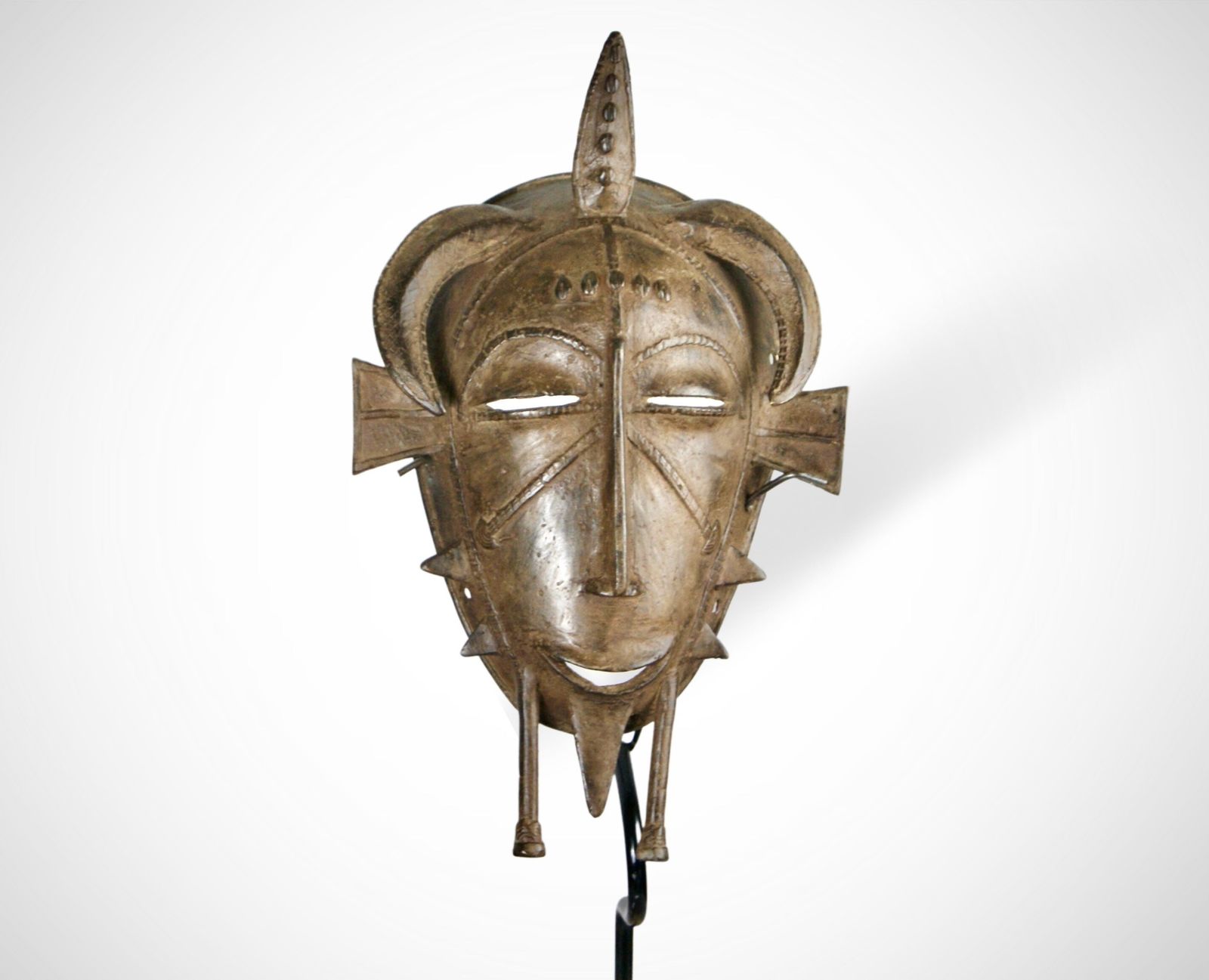West Africa Senufo Cast Bronze Face Mask Kpelie, Circa 1940s