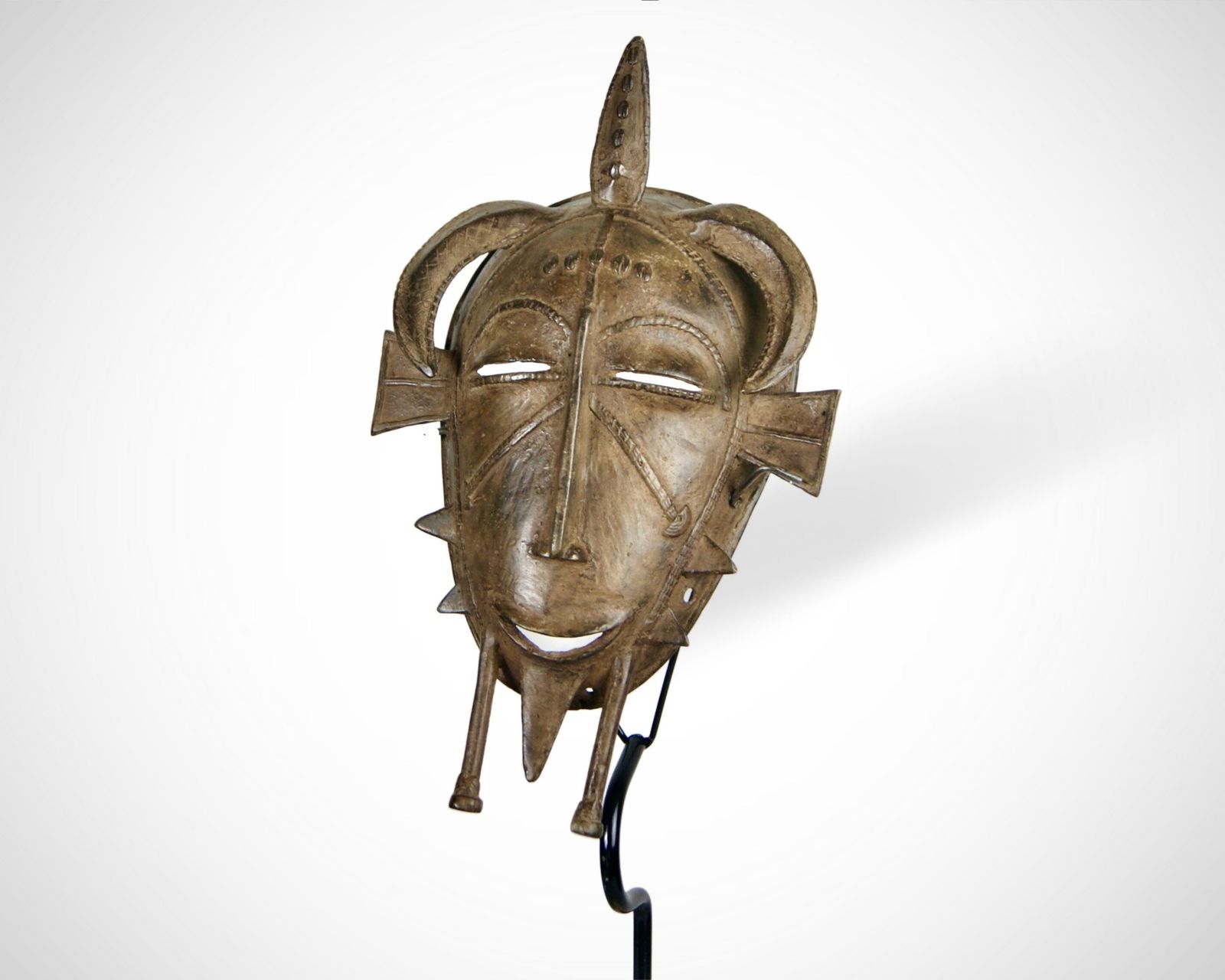 West Africa Senufo Cast Bronze Face Mask Kpelie, Circa 1940s photo furniture