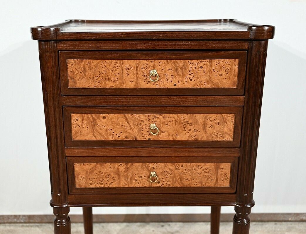 Small Chiffonnière Table In Mahogany And Amboyna Burl, Louis XVI Period – Late 18th Century photo buy