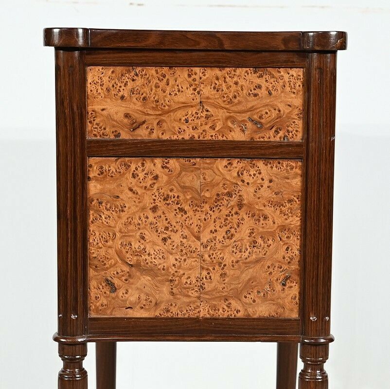 Furniture Small Chiffonnière Table In Mahogany And Amboyna Burl, Louis XVI Period – Late 18th Century photo