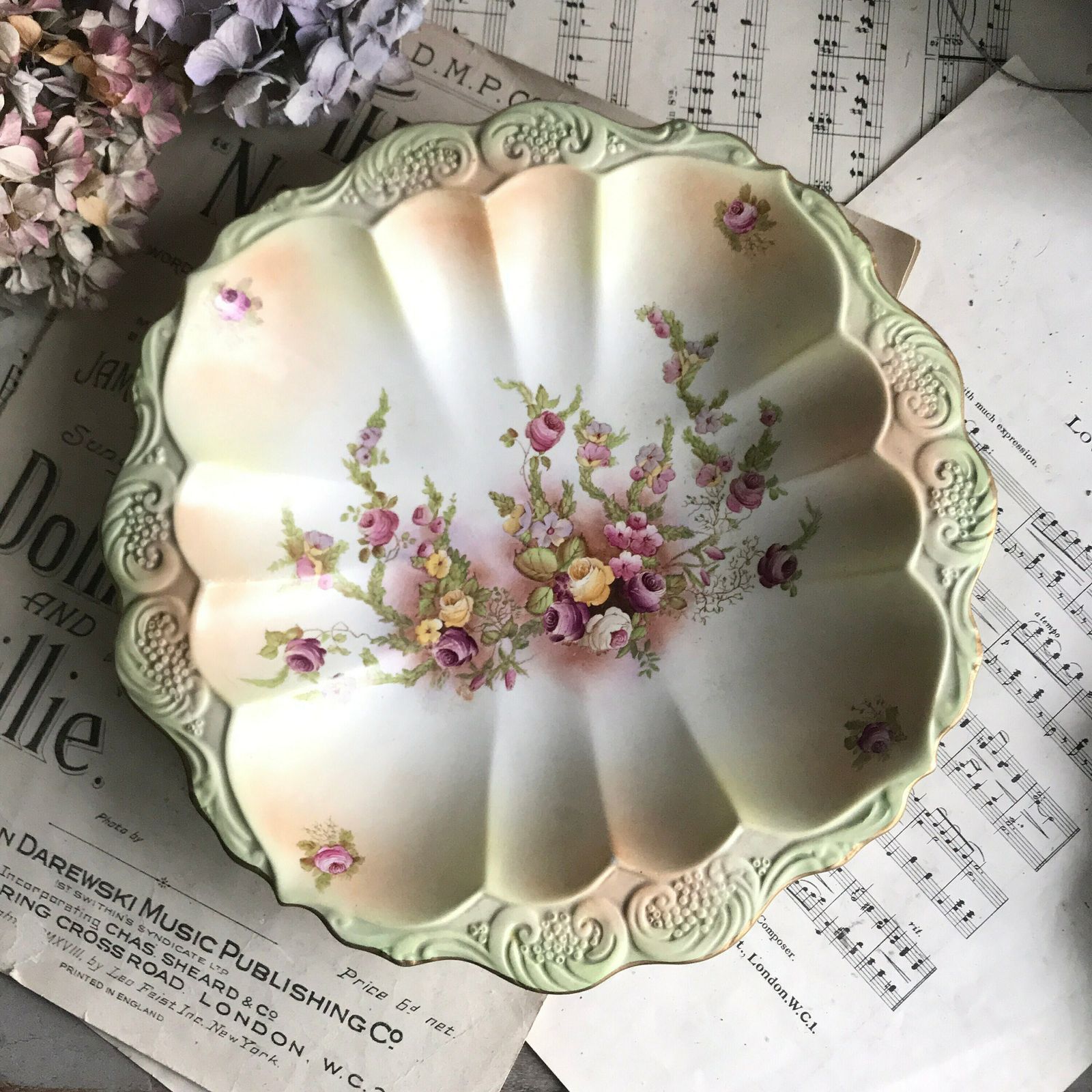Antique Floral Bowl   Carlton Ware   Wiltshaw & Robinson 1800's Collectable Plate   Blush Ware   Roses