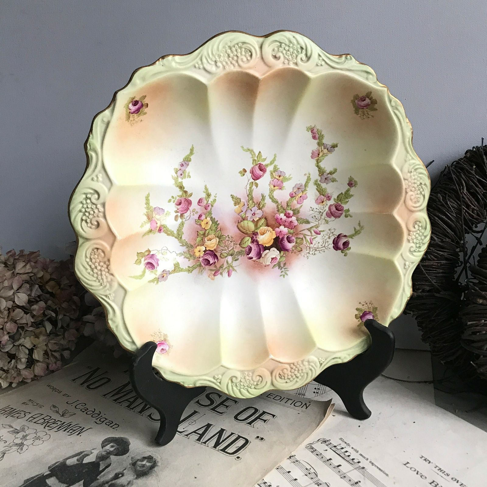 Antique Floral Bowl   Carlton Ware   Wiltshaw & Robinson 1800's Collectable Plate   Blush Ware   Roses photo furniture