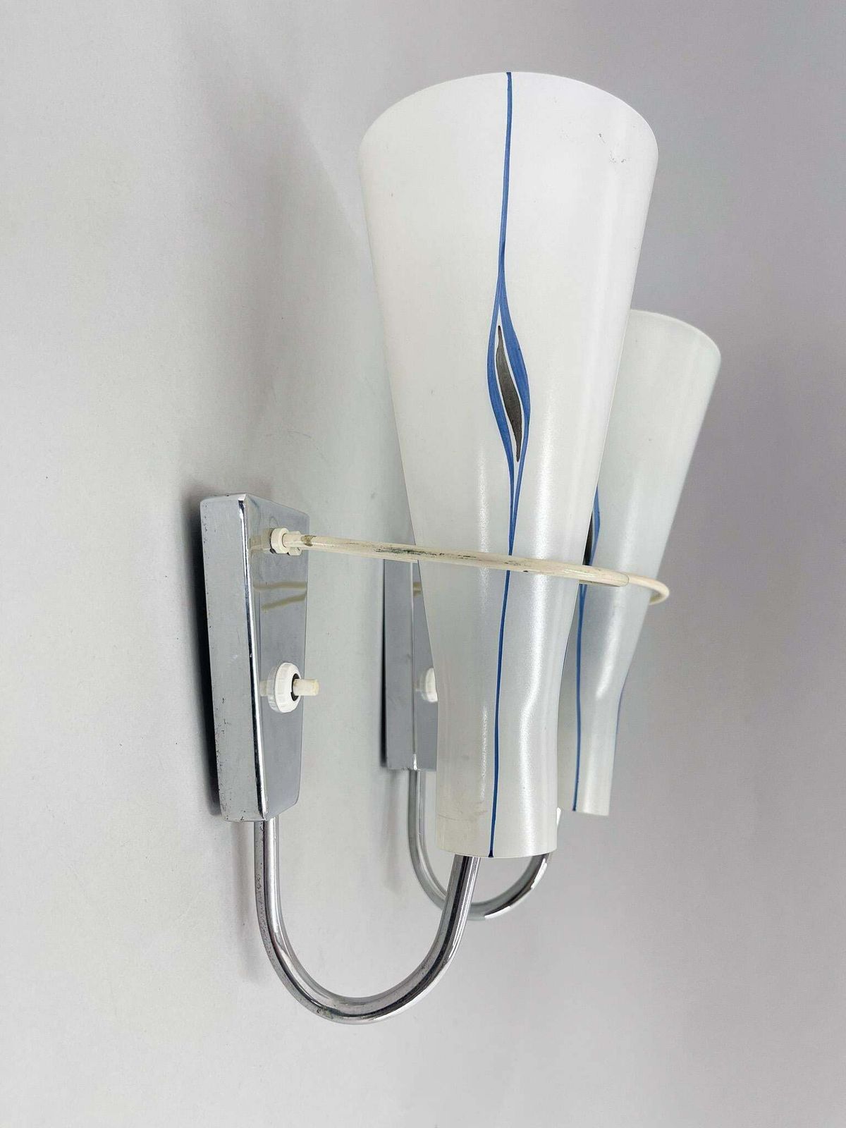 Pair Of 1960s Chrome & Glass Wall Lamps By Zukov, 2 Pairs Available photo for sale