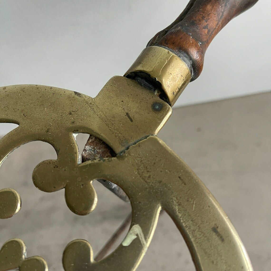Antique English Brass And Iron Fireside Trivet   Decorative Plant Stand   19th Century   Farm House Kitchen photo buy
