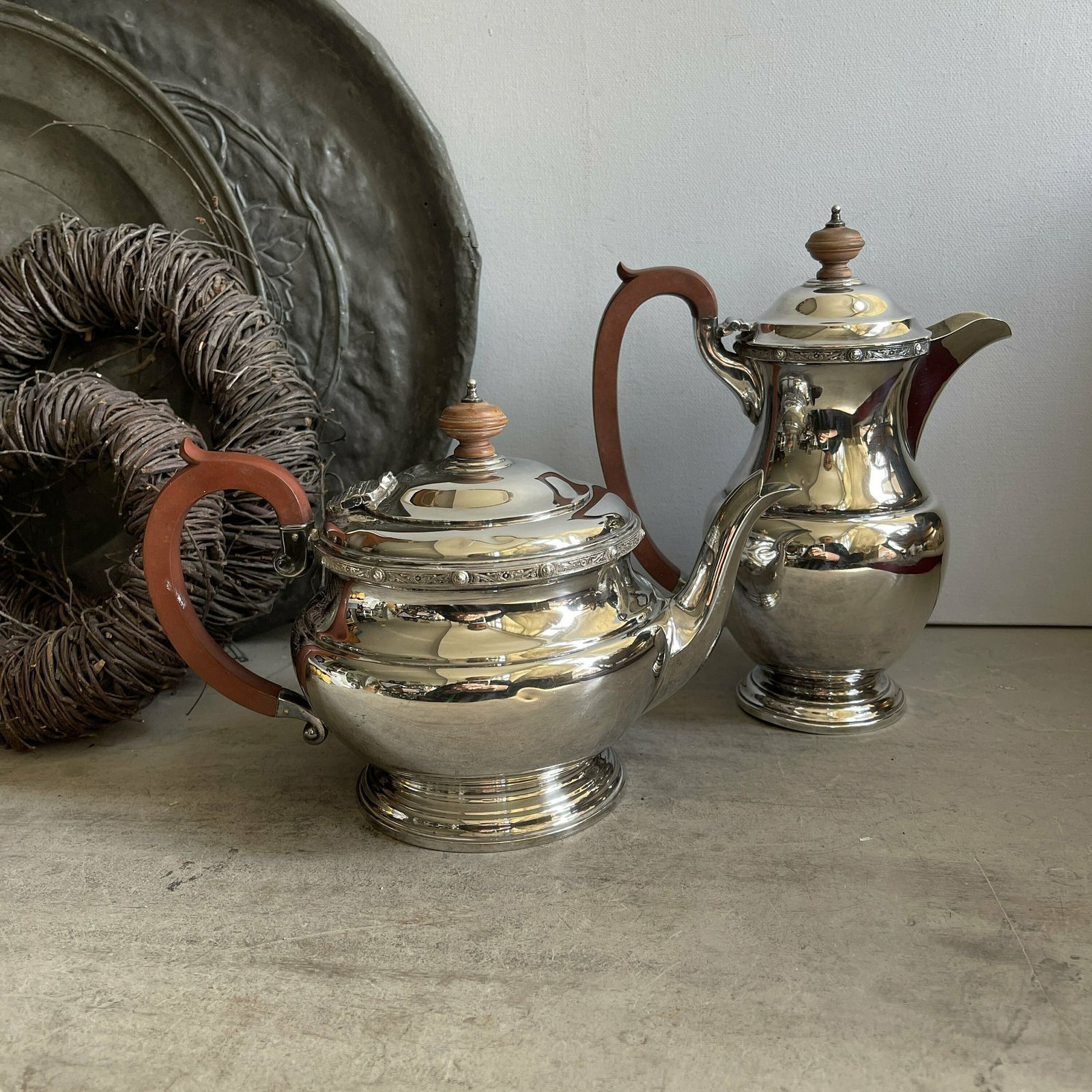 Vintage Antique 2 Piece Silver Plated Tea Set. Hot Water Pot. Tea Pot. Adie Brothers. Downton Abbey. Shabby Chic