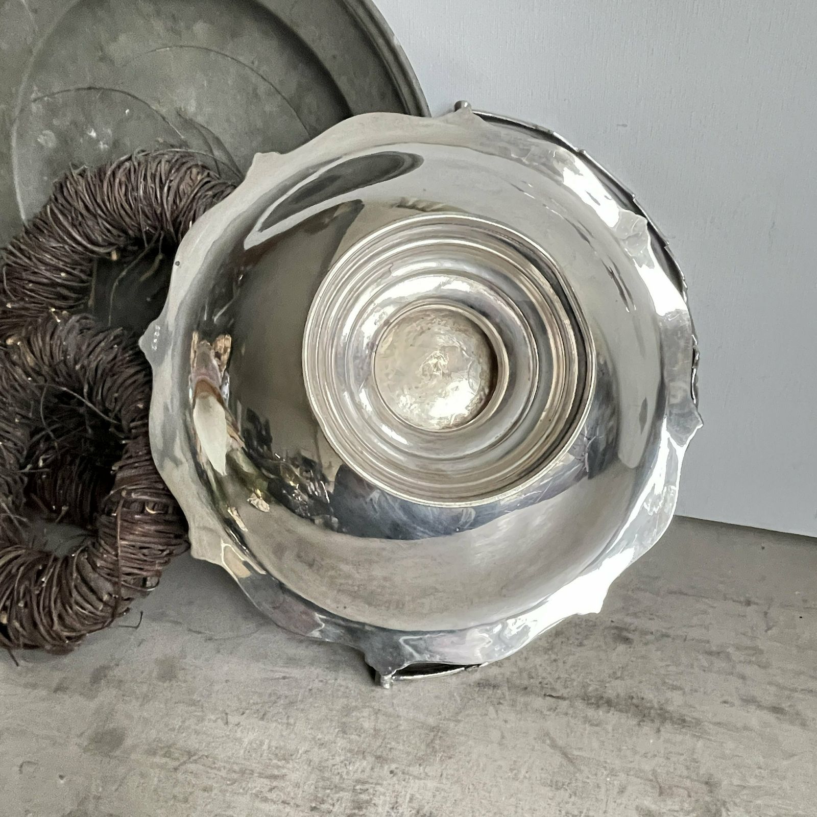 photo for sale Antique Victorian Basket, Silver Plate Swing Handle Dish, Cake Basket, Distressed Pedestal Dish, Bread Basket, Fruit Basket,