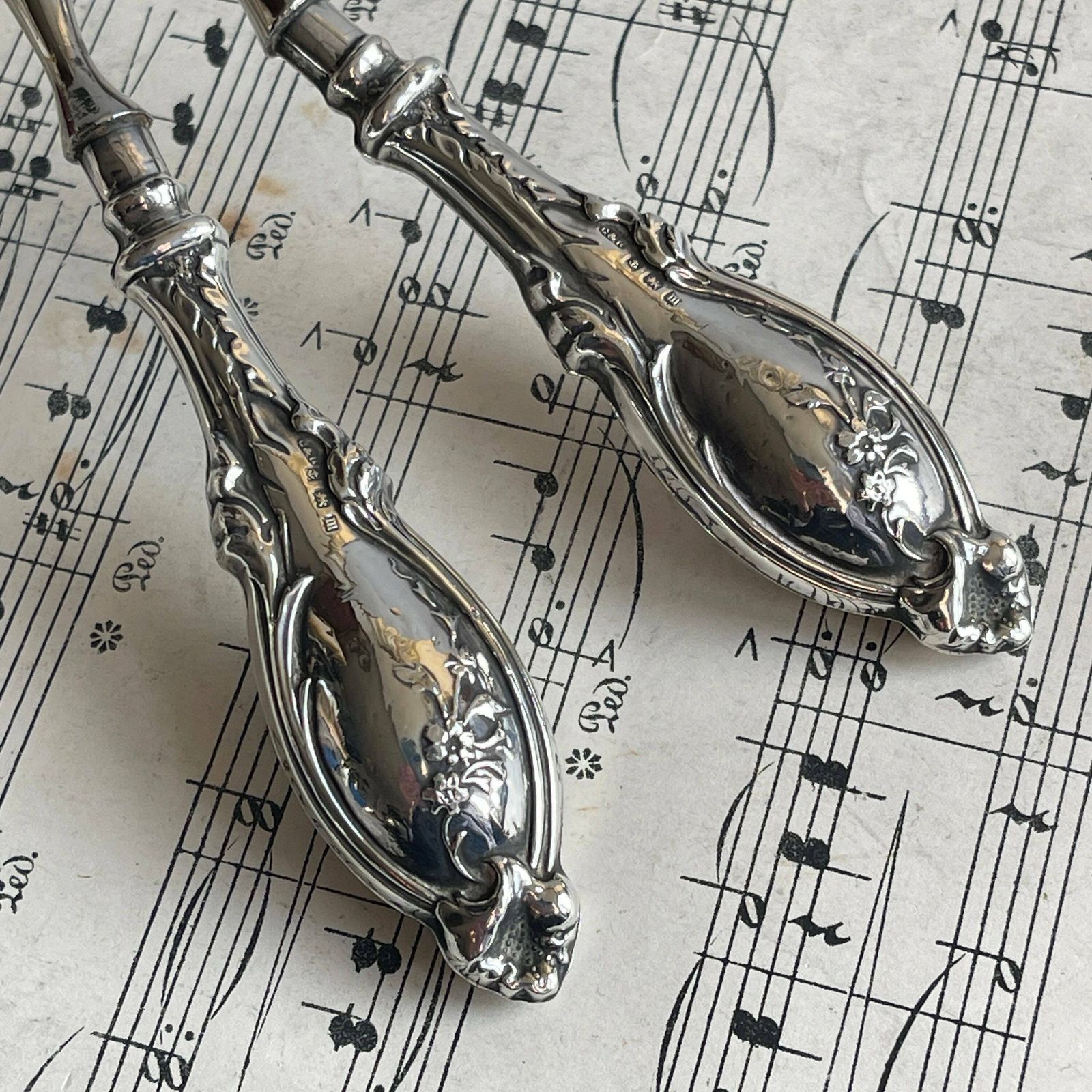 Antique English Silver Glove Stretchers   Edwardian Glove Tongs   Gift For Her   Dressing Table Accesory   Downton Abbey photo for sale