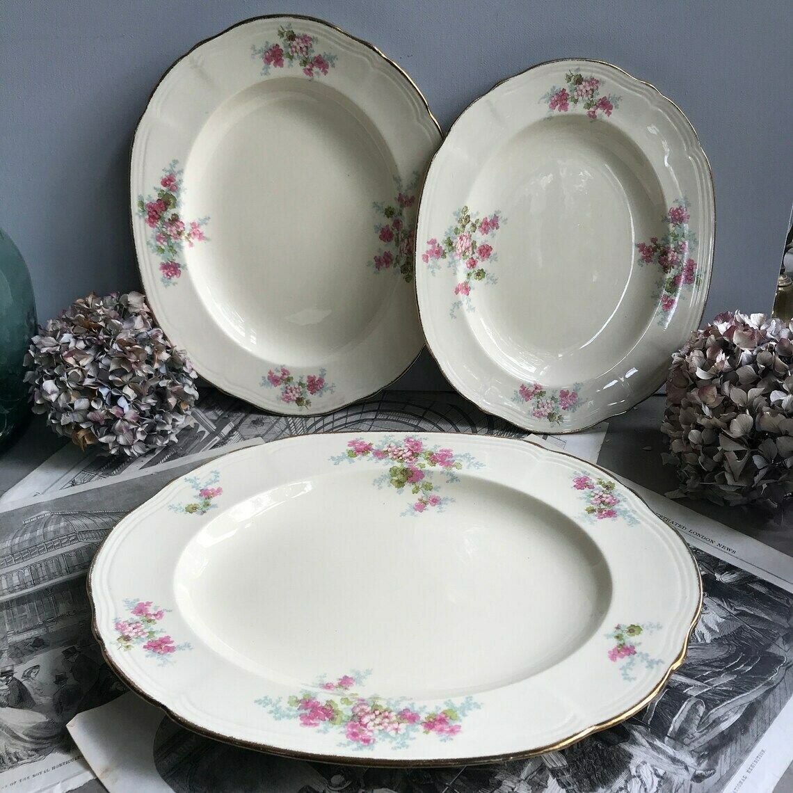 Vintage Alfred Meakin Platters. Set Of 3 Plates. Shabby Chic Afternoon Tea. Wedding Tablewar photo for sale