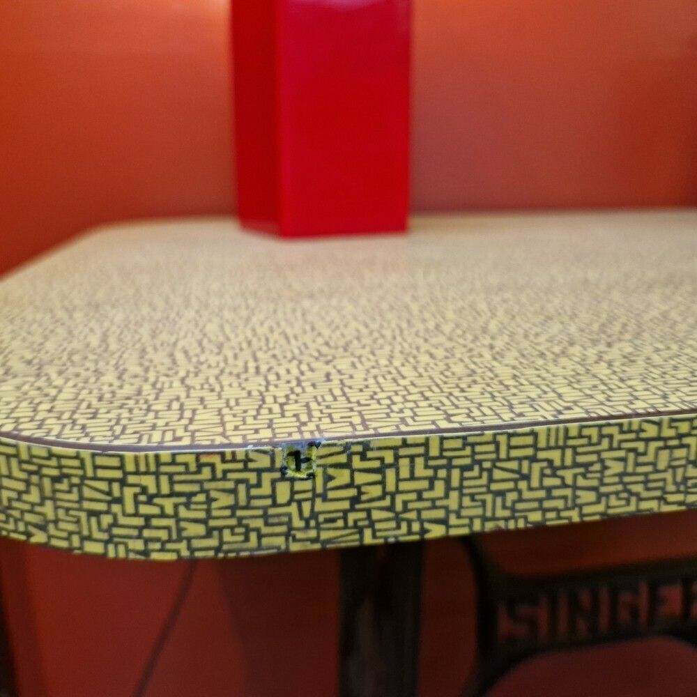photo for sale Yellow 1960's Table With Sewing Machine Base