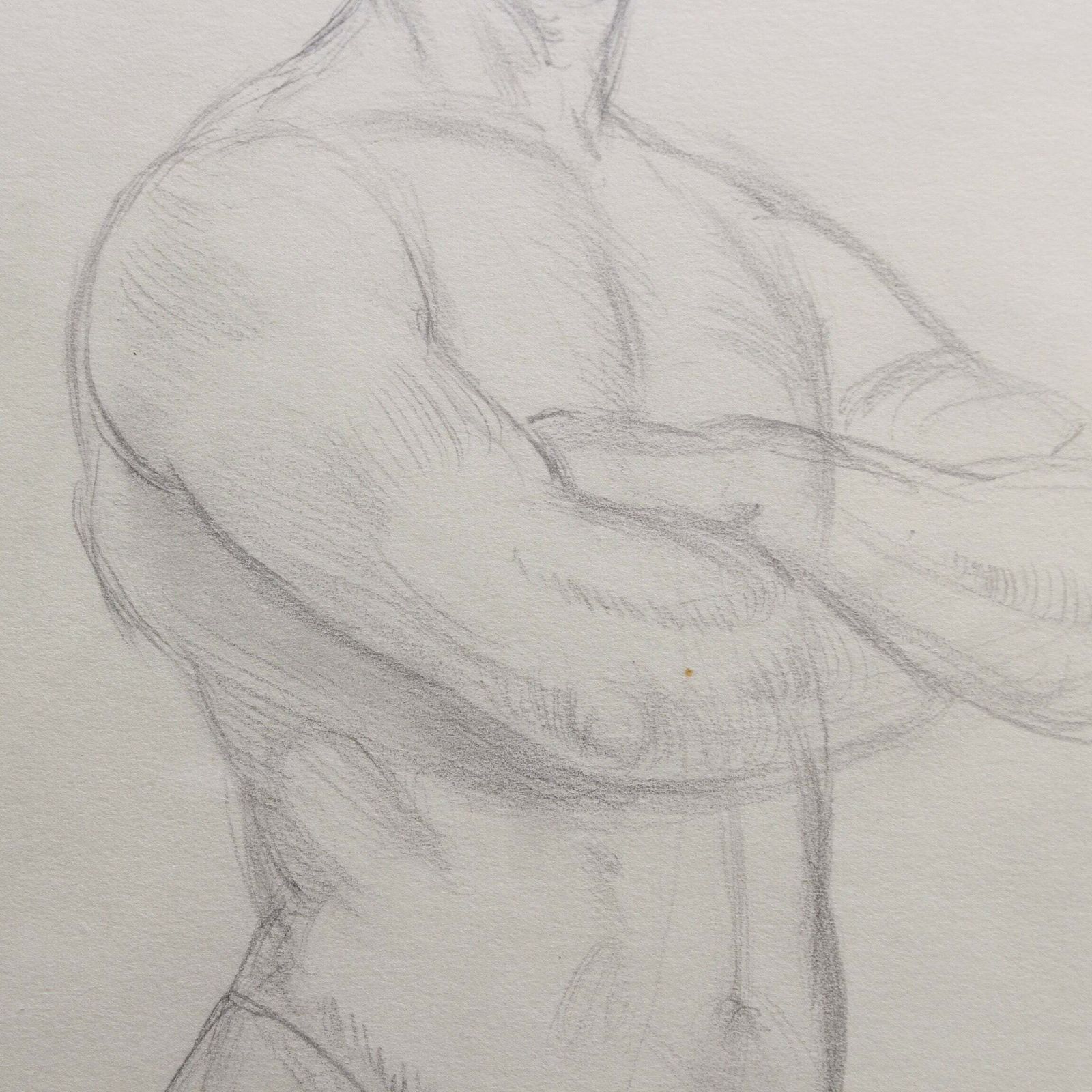 photo for sale Muscular Man Pencil Drawing By Bernard Sleigh Rbsa (Circa 1900 1920)