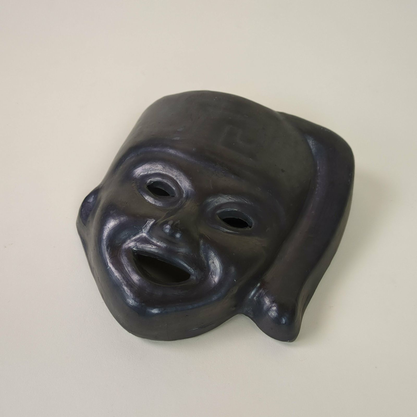 Vintage Mexican Dona Rosa Signed Black Clay Pottery Wall Hanging Mask, Oaxaca Mexico Pottery Statue Gift, photo furniture
