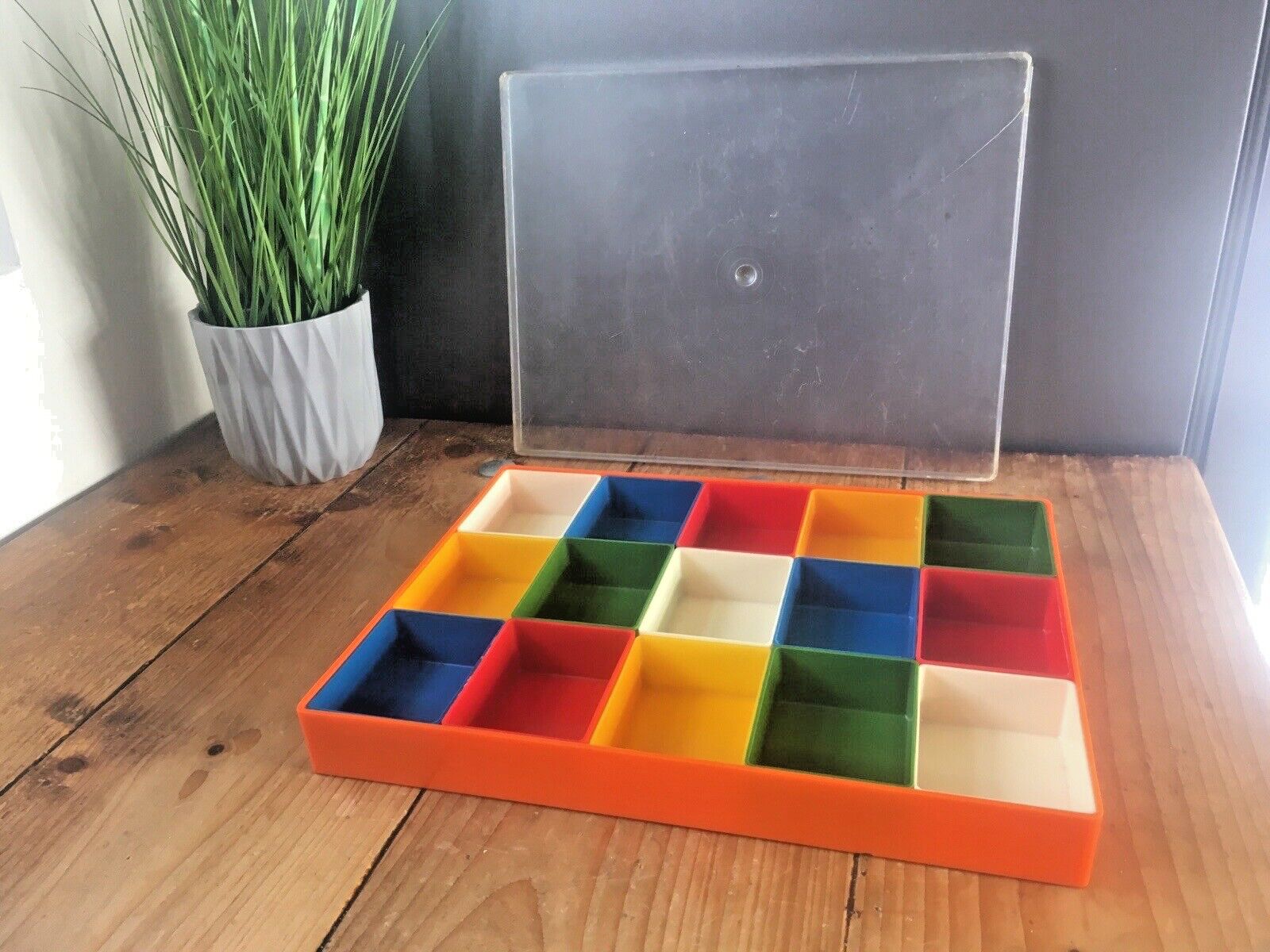 Mid Century Modern Multicoloured Organiser Storage Tray Box Screws Crafts Sewing photo furniture