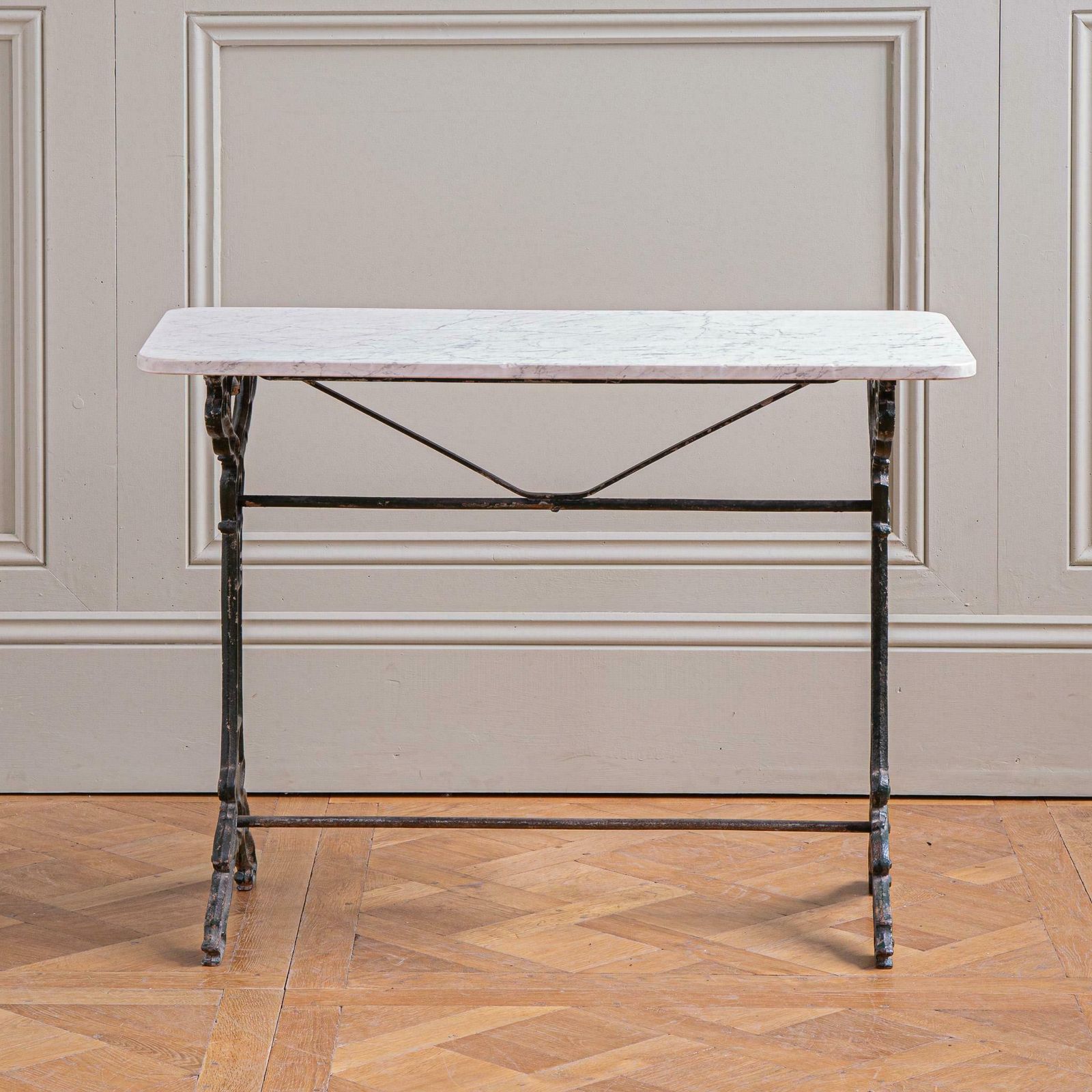 Antique Art Nouveau Period French Bistro Cafe / Garden Table With Marble Top photo Garden Furniture
