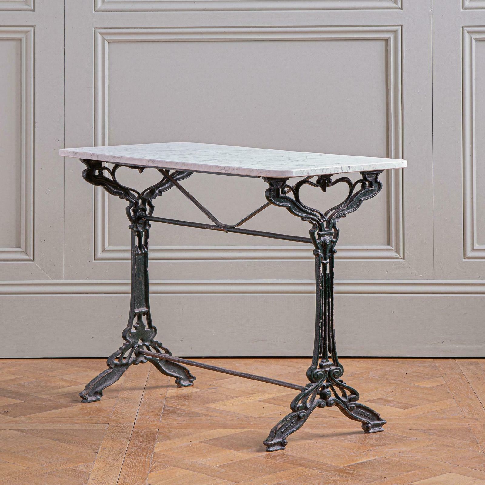 Antique Art Nouveau Period French Bistro Cafe / Garden Table With Marble Top photo buy