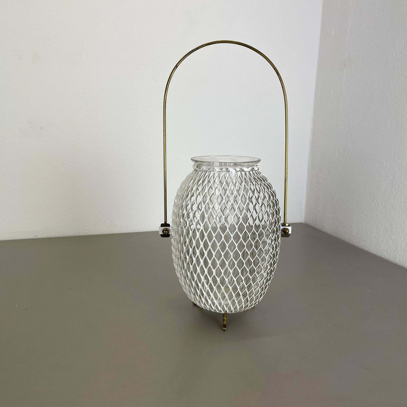 Modernist Metal Mategot Style Vase Flower Pot Plant Stands Element, France 1950s photo vintage