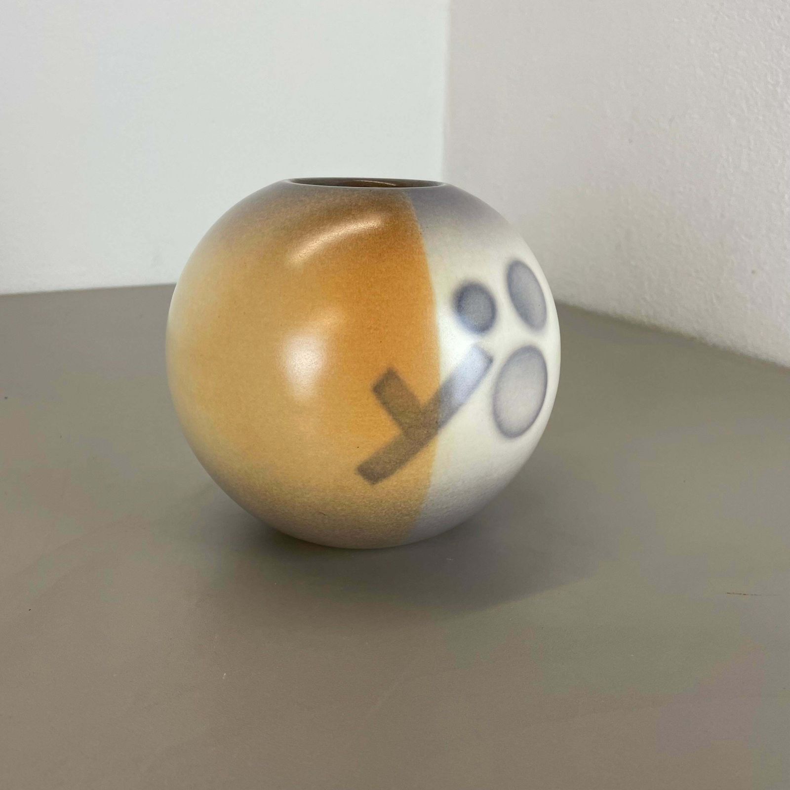 Home Decor Colorful Bauhaus Ceramic Pottery Vase By Karlsruher Majolika, Germany, 1950s photo