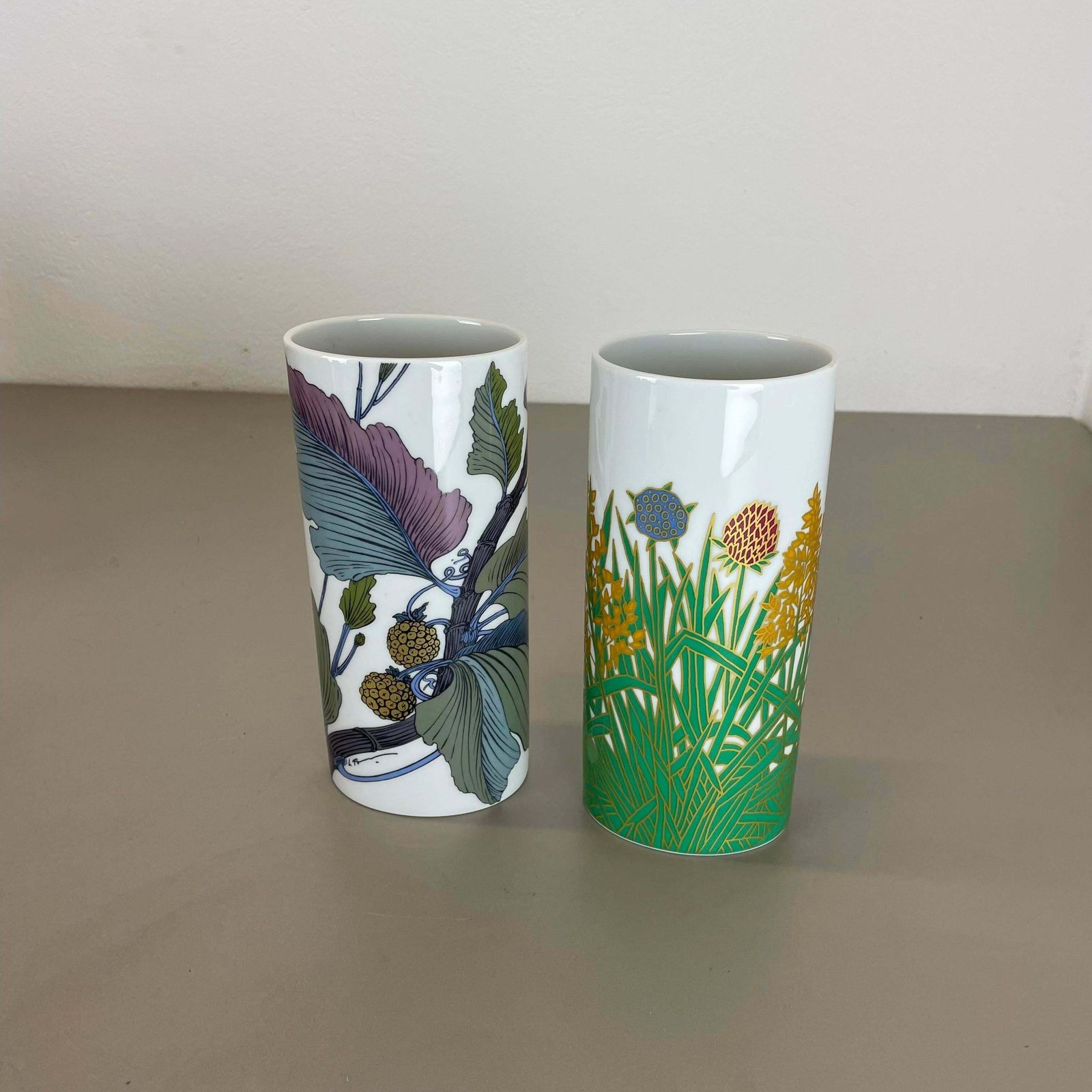Set Of 2 Floral Vases By W. Bauer And A. Le Foll For Rosenthal, Germany, 1980s photo furniture