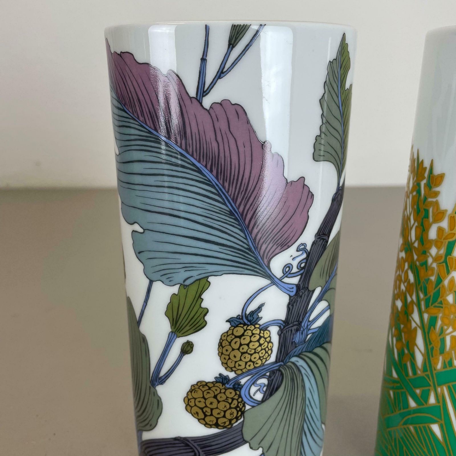 Set Of 2 Floral Vases By W. Bauer And A. Le Foll For Rosenthal, Germany, 1980s photo vinterior