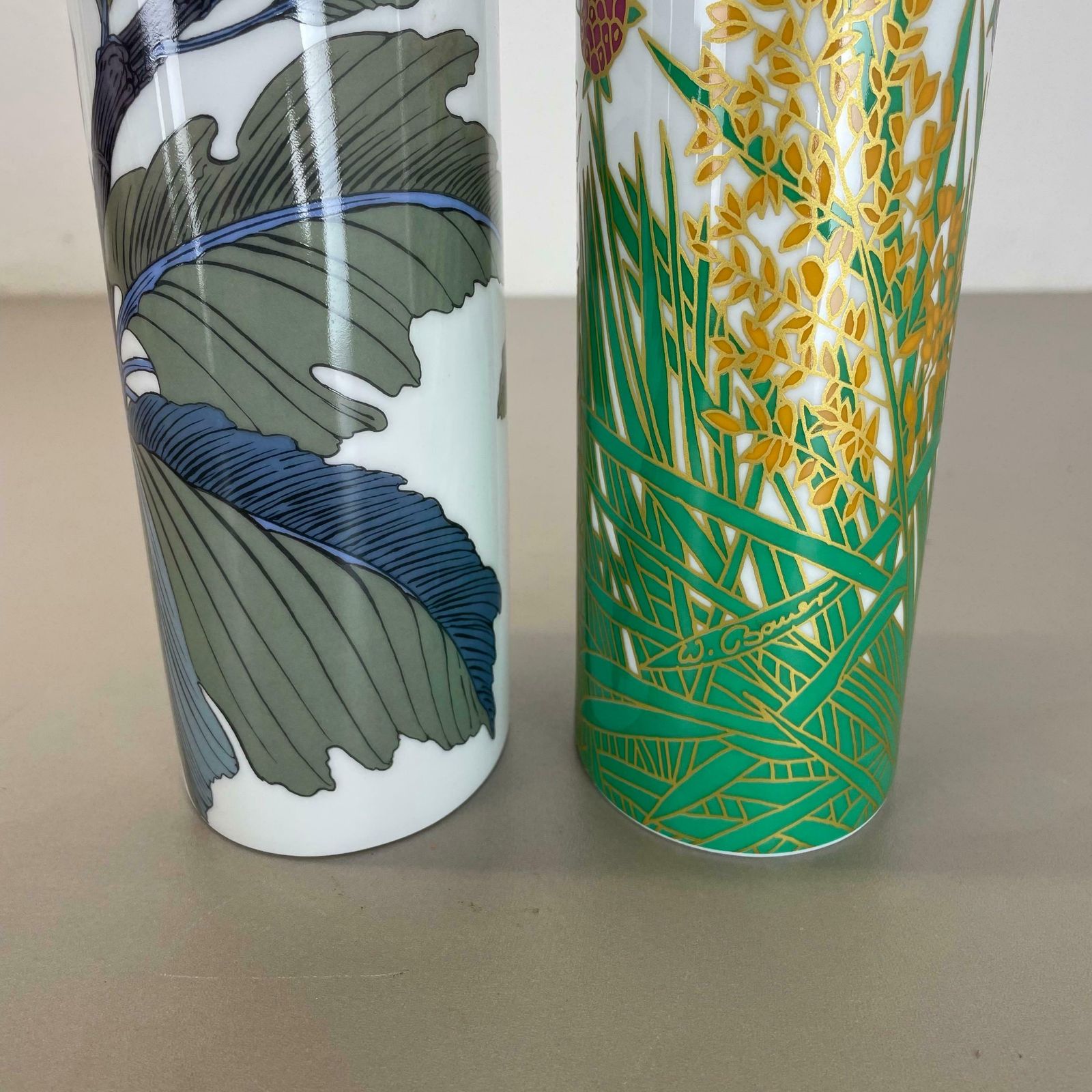 photo vinterior Set Of 2 Floral Vases By W. Bauer And A. Le Foll For Rosenthal, Germany, 1980s