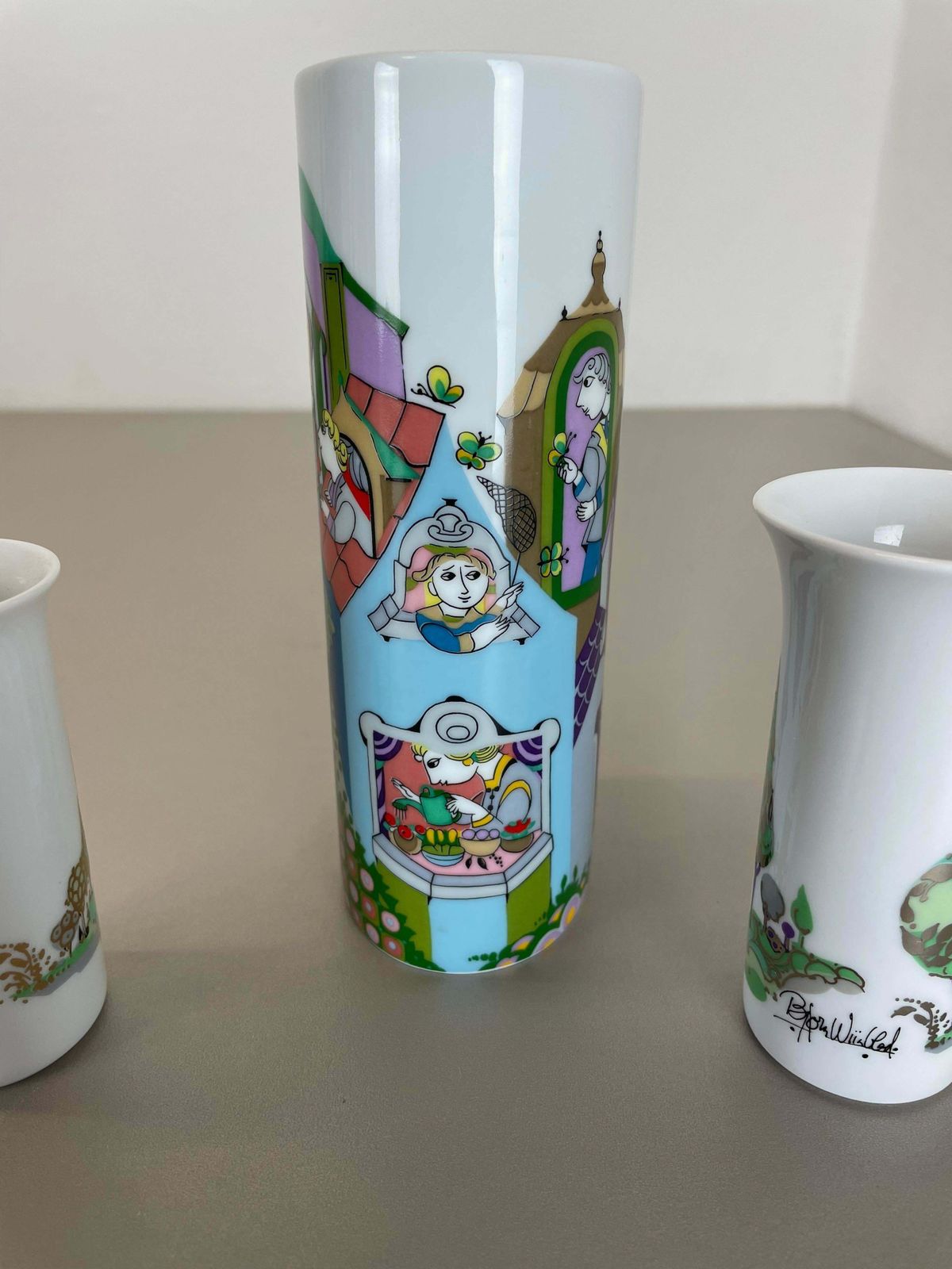 photo vinterior Set Of 3 Porcelain Vase By Björn Wiinblad For Rosenthal Studio Line Germany 1970