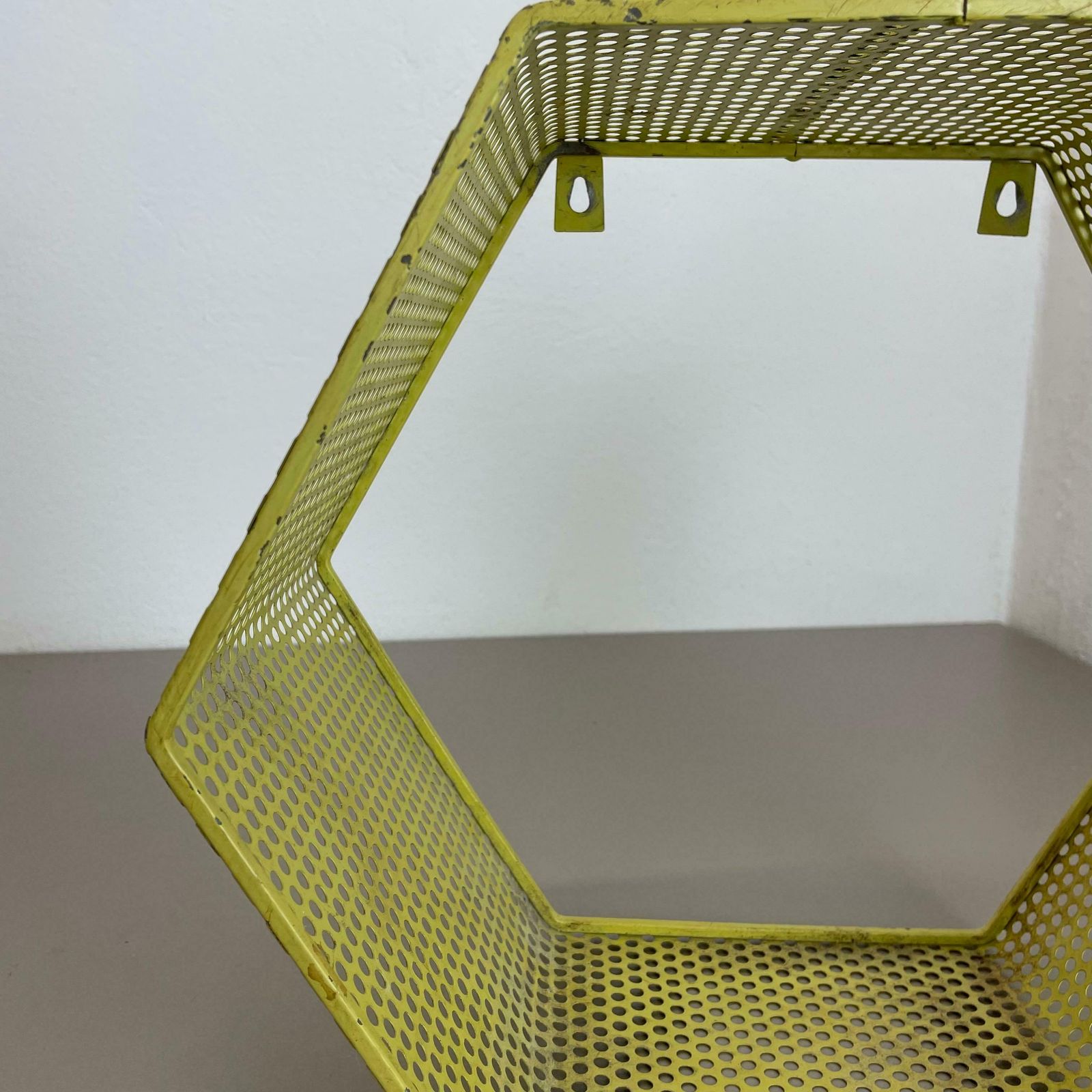 photo for sale Small Yellow Cube Form Wall Unit Element By Mathieu Matégot Attrib., France 1950