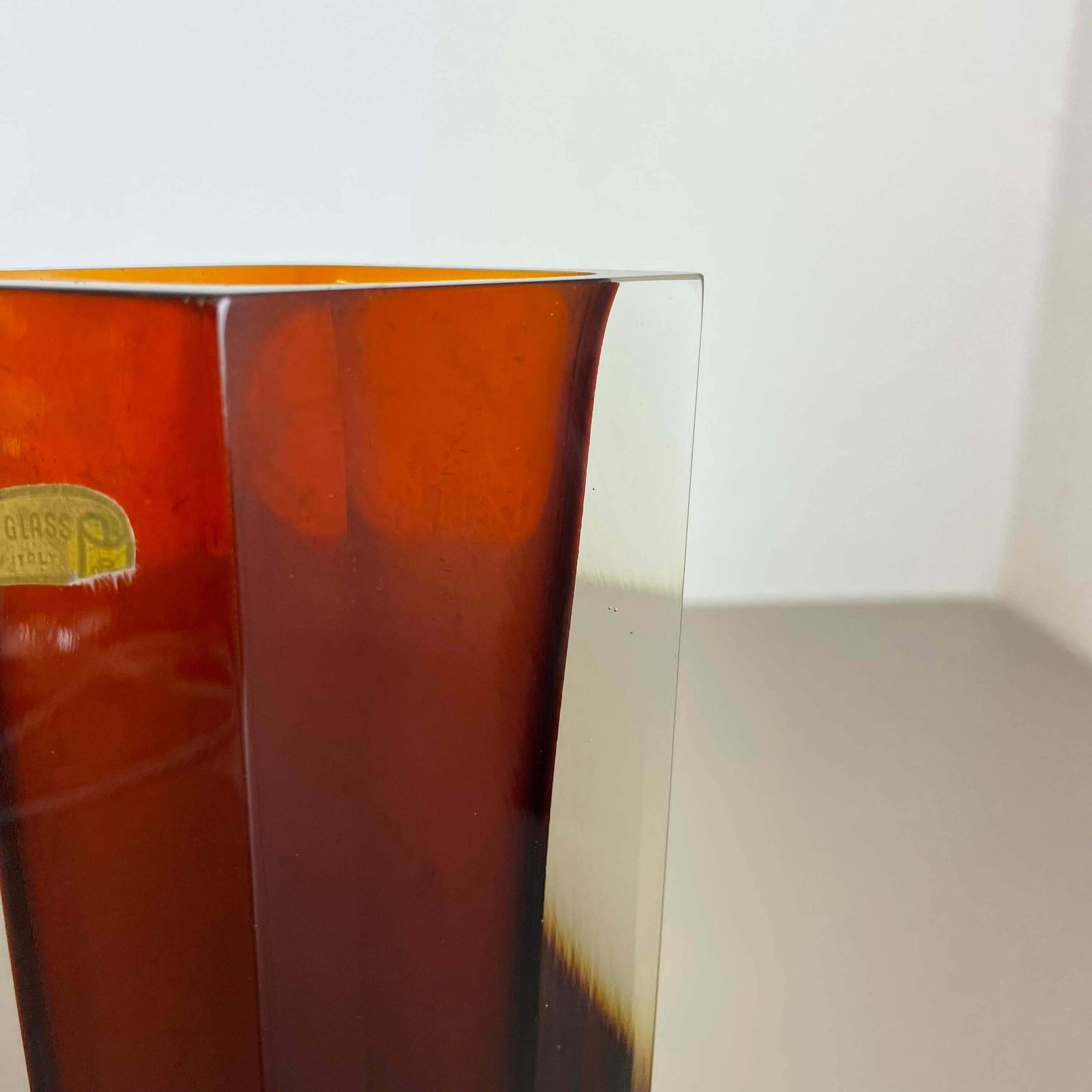 photo vinterior Large Ochre Murano Glass Sommerso Vase, Flavio Poli Attributed, Italy 1970s £621.53