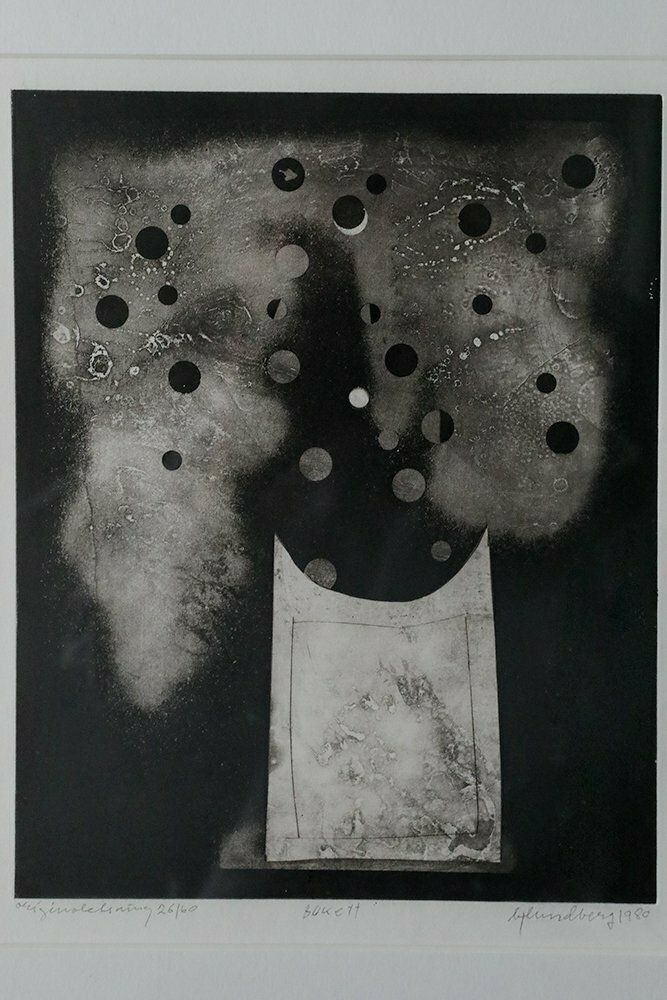 Bertil Lundberg, Bukett, Etching, 1980, Framed photo vintage