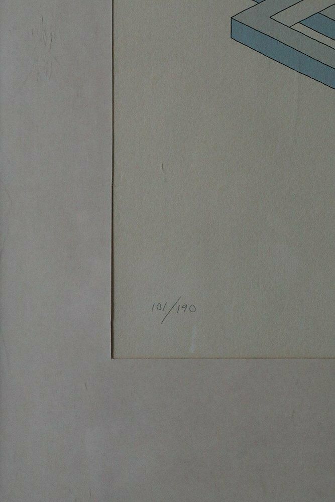 Oscar Reutersvärd, Impossible Figures, Color Lithograph, Framed photo Art