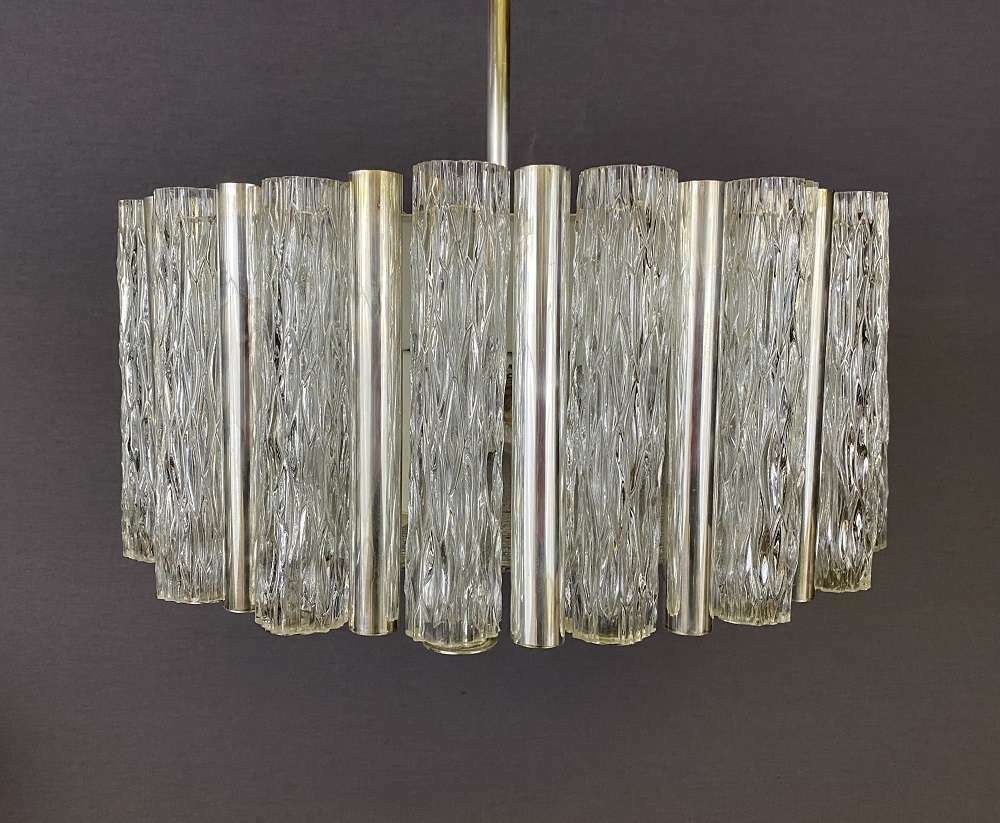 Vintage Large Mid Century Glass Tube Chandelier By Kaiser Leuchten photo furniture