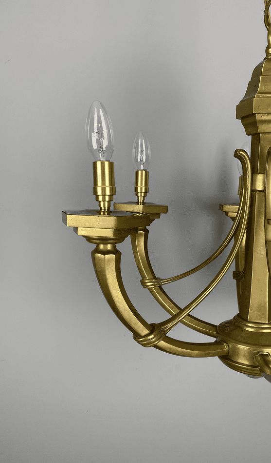 Italian Mid Century Brass Chandelier By Mod Dep Lamp Art photo for sale