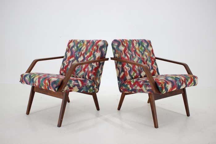 1960s Pair Of Restored Armchairs  Czechoslovakia photo furniture