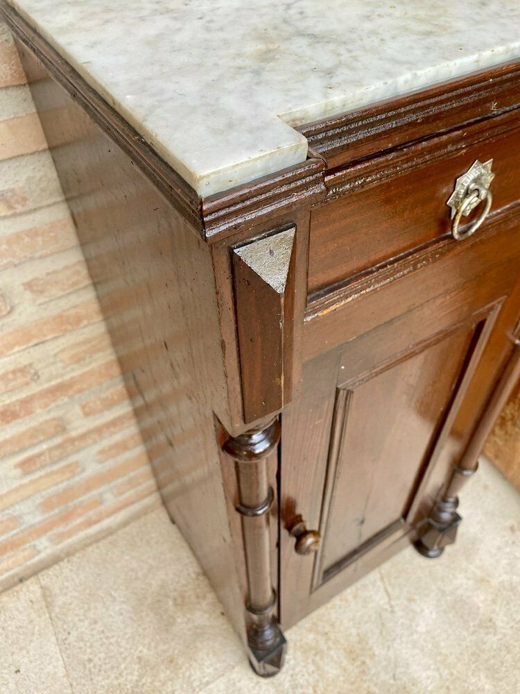 Antique Louis XVI Nightstands With White Marble Tops, 1890s, Set Of 2 photo furniture
