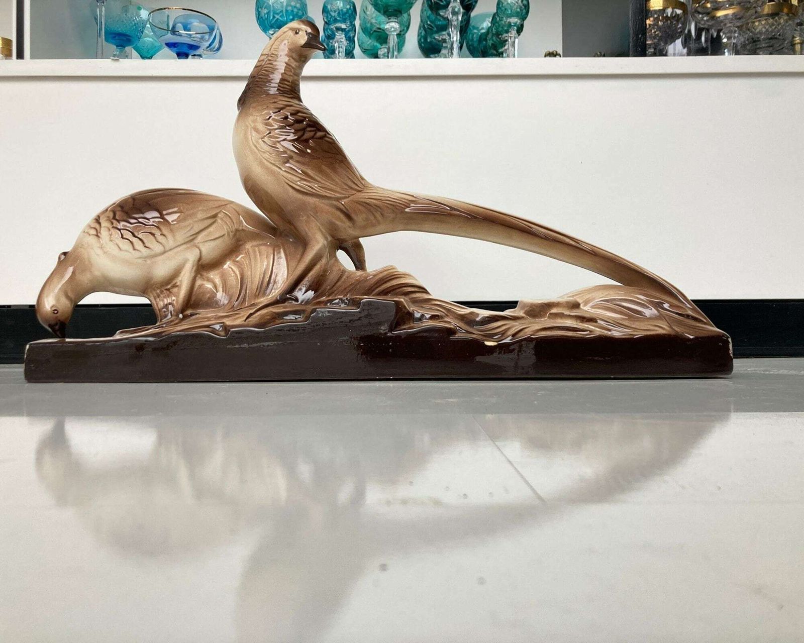 Art Deco French Statues | Pheasant Figurines | Majolica Center Pieces | Make A Selection (1pcs) photo vinterior