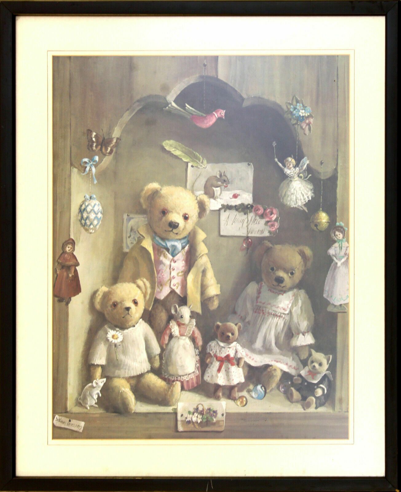 Print Of Teddy Bears At Christmas By Deborah Jones.