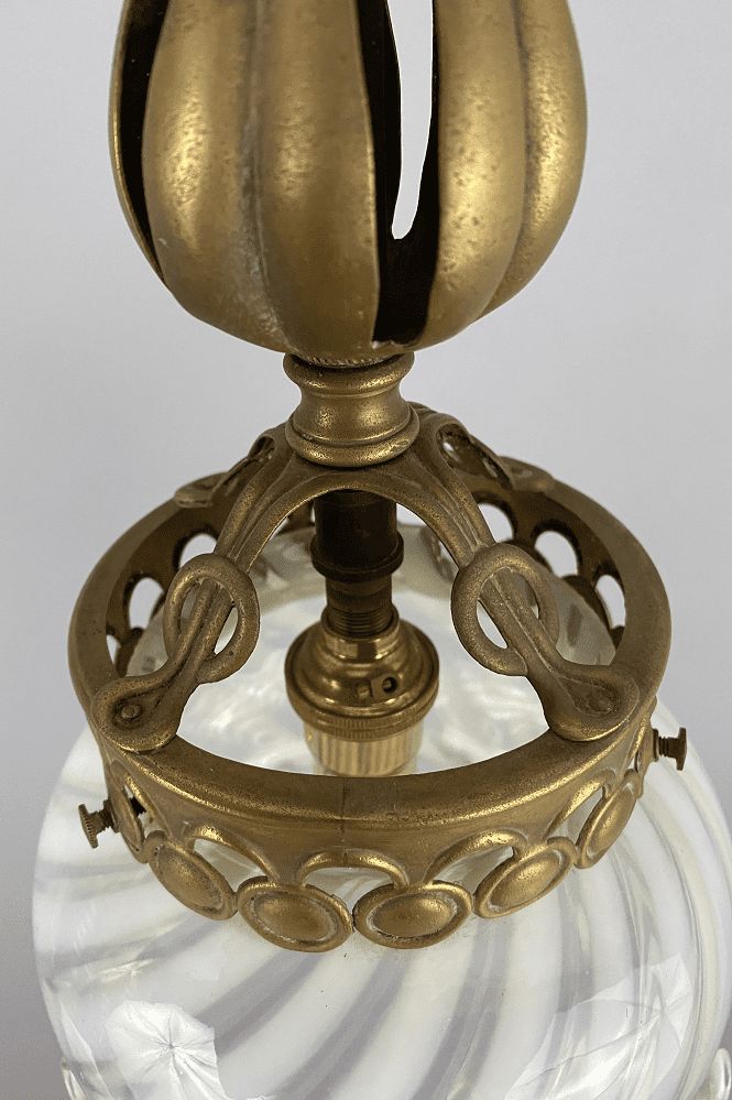 Delicate White Striped Art Nouveau Pendant Light photo Lighting