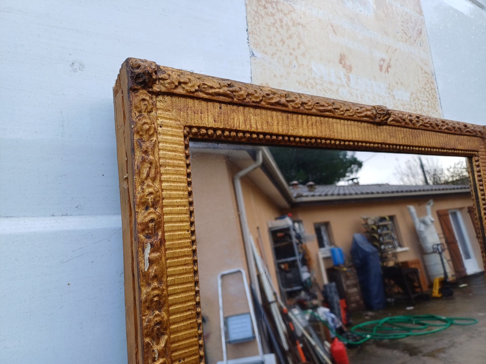 19th Century Wood And Golden Stucco Mirror photo for sale