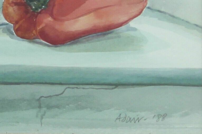 Watercolour By Hilary Adair. Titled "Window With Peppers" photo for sale
