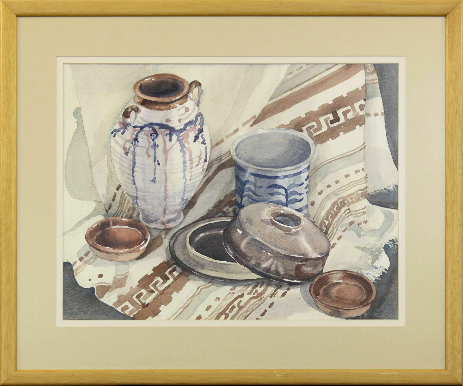 Watercolour By Jan Faithfull. Titled "Greek Pots"