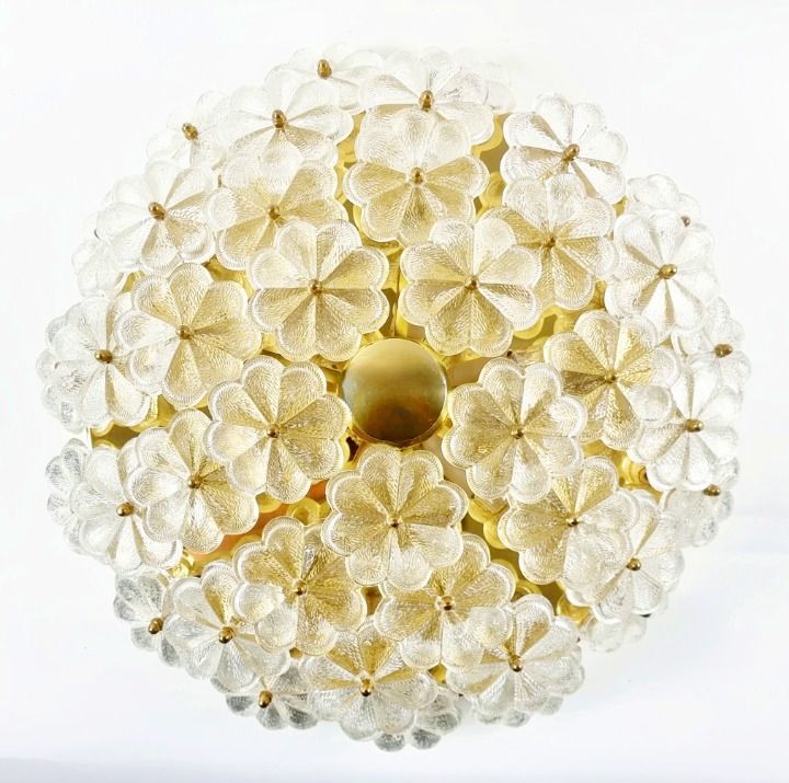 Xl Mid Century Floral Murano Glass Ceiling Light By Ernst Palme, Germany, 1970s photo furniture