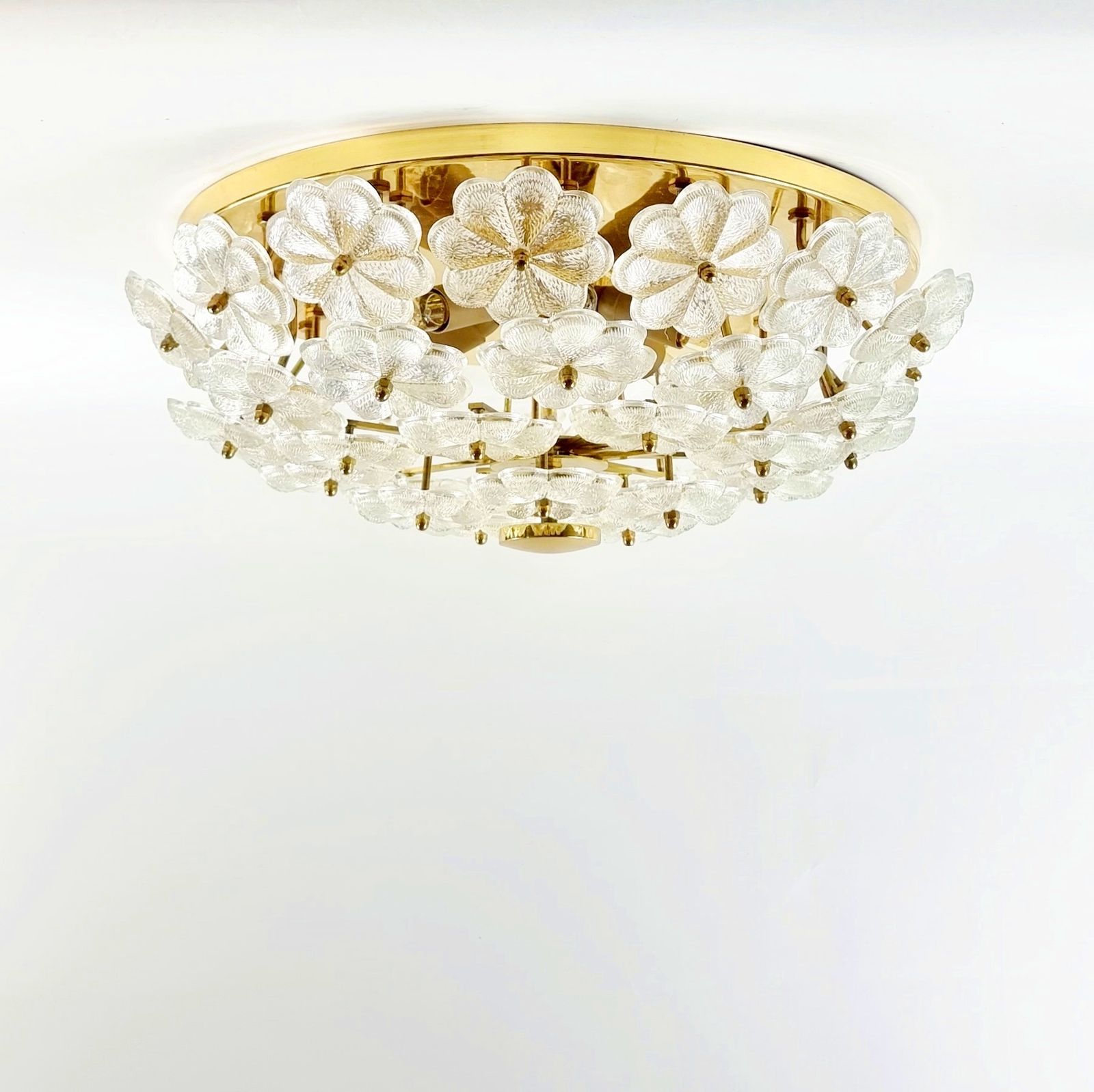 Xl Mid Century Floral Murano Glass Ceiling Light By Ernst Palme, Germany, 1970s photo 1950.0