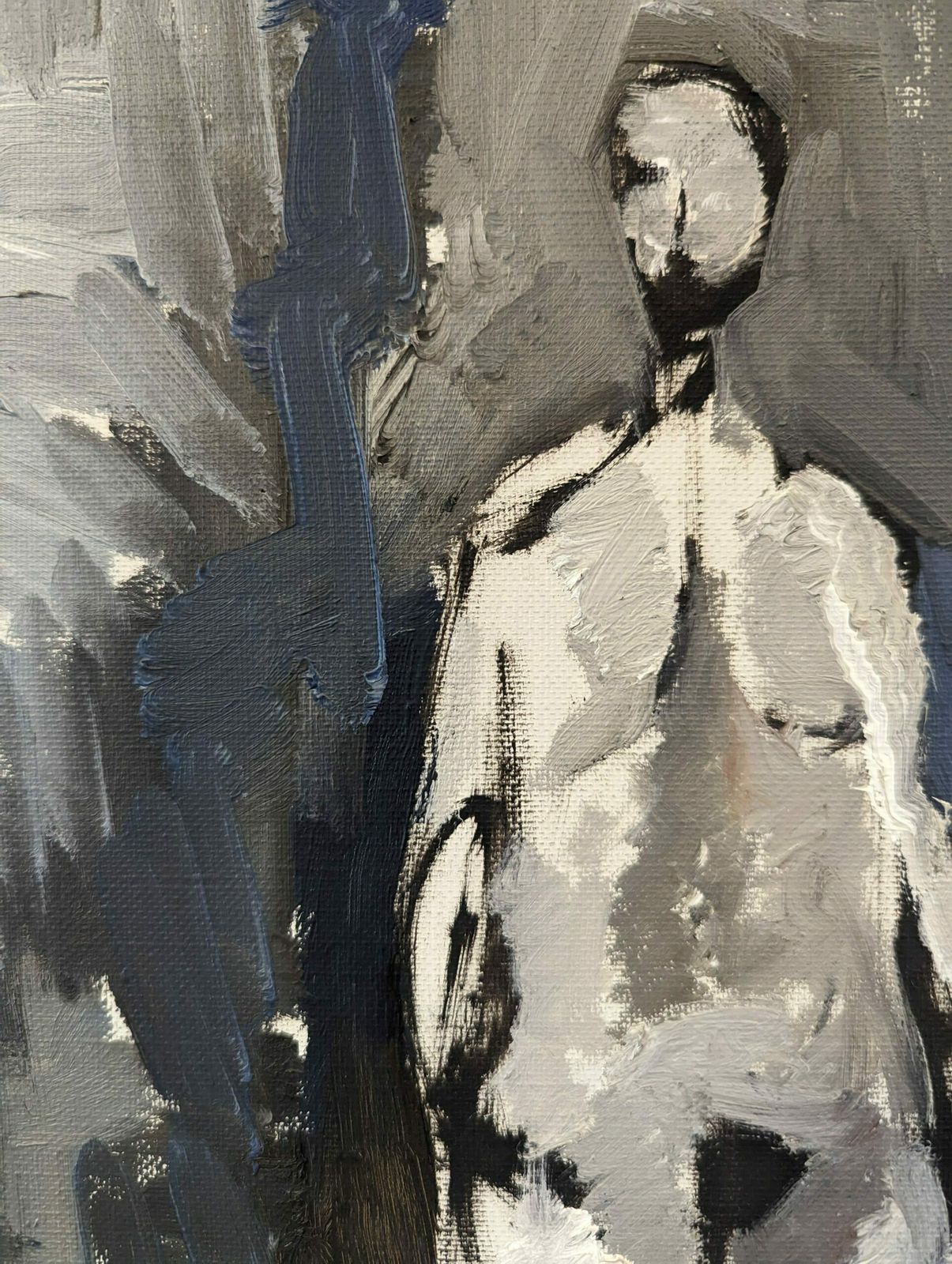 photo for sale Vintage Swedish Framed Nude Oil Painting, In The Shadows, 1970s