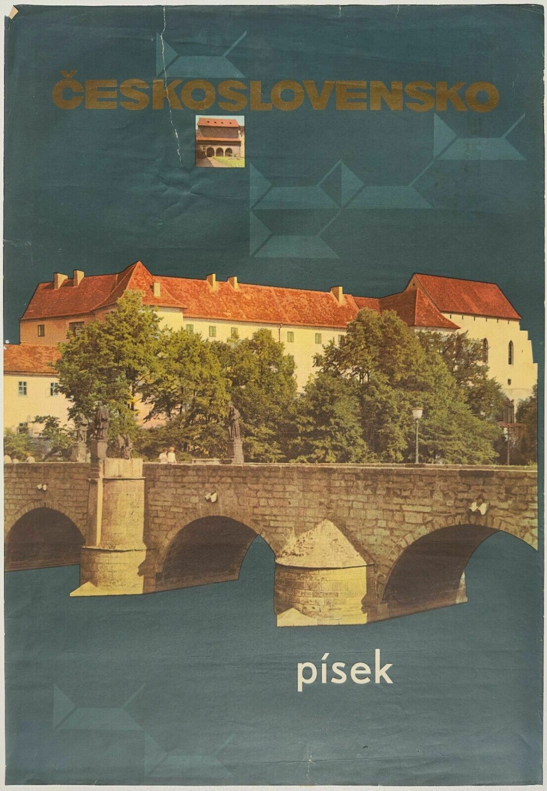 Vintage Poster Tourism Tourism Poster Czechoslovakia Pisek 1960   84x58 Cm