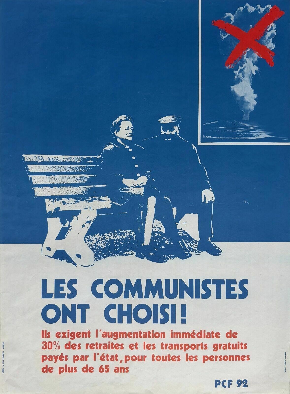 Vintage Poster Communist Party Poster Pcf 92 The Communists Chose