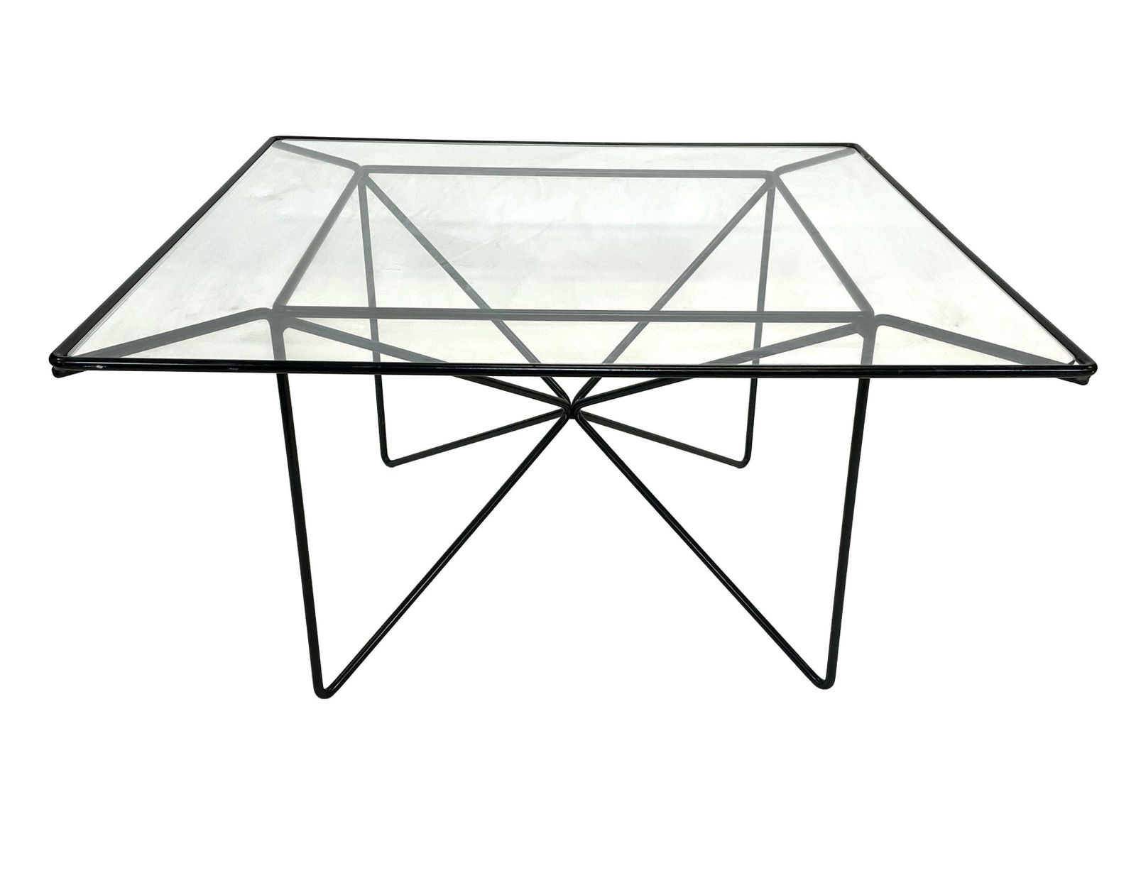 Vintage Coffee Table In Steel And Wire And Glass 1970 photo vinterior