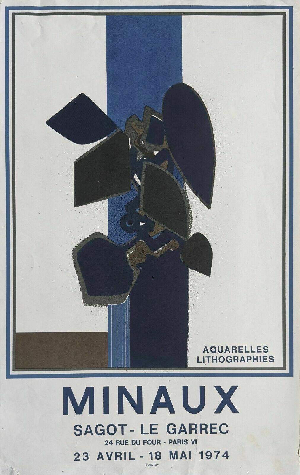 Minaux André Affiche Lithographique Affiche En Lithographie Expo 1974 Sagot Le Garrec