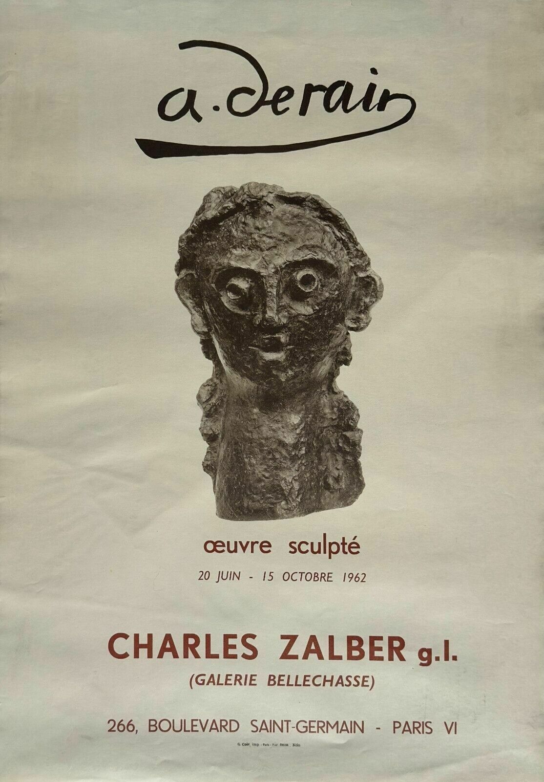 André Derain   Vintage Art Poster Sculpture Exhibition Poster 1962